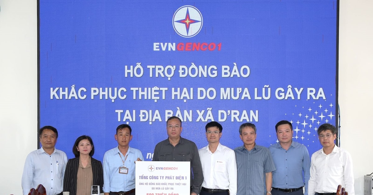 EVNGENCO1 ủng hộ đồng bào Lâm Đồng khắc phục thiệt hại do mưa lũ gây ra