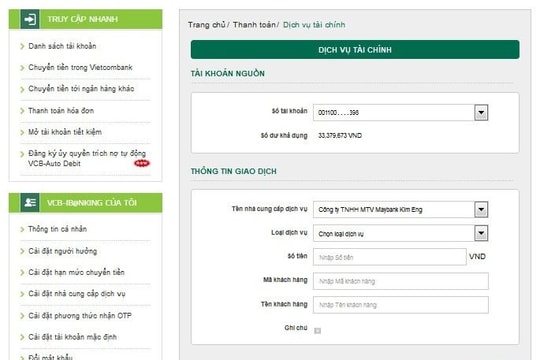 Vietcombank tiếp tục triển khai nhiều dịch vụ thanh toán tiện ích cho khách hàng