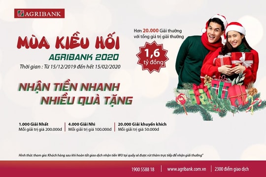 Nhận Kiều hối qua Agribank, nhận tiền nhanh, nhiều quà tặng
