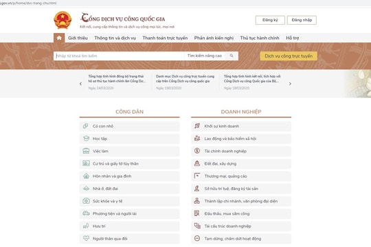 Tập trung hoàn thiện một số dịch vụ công cung cấp trên Cổng Dịch vụ công Quốc gia