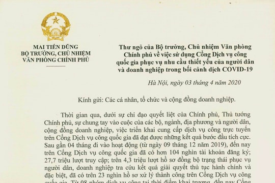 Sử dụng Cổng dịch vụ công quốc gia phục vụ nhu cầu thiết yếu của người dân và doanh nghiệp trong bối cảnh dịch COVID-19