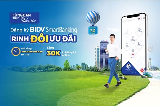 7,2 tỷ đồng ưu đãi cho khách hàng đăng ký mới dịch vụ BIDV SmartBanking