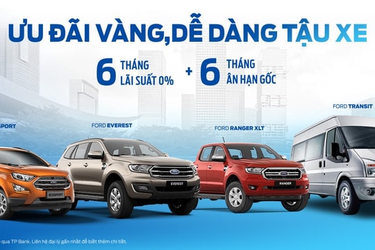 Ford Việt Nam hợp tác với TPBank cho vay mua ô tô lãi suất 0% trong 6 tháng