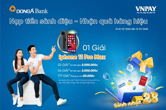 Cơ hội nhận iPhone 11 Pro Max khi nạp tiền điện thoại trên DongA eBanking