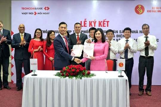 Kho bạc Nhà nước ký thỏa thuận với Techcombank về phối hợp thu ngân sách và thanh toán song phương điện tử