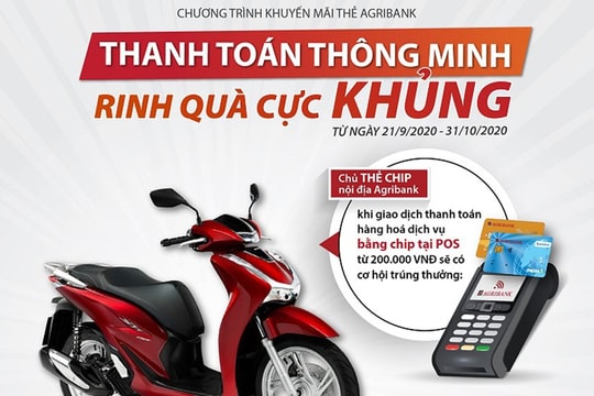 Thanh toán bằng thẻ chip nội địa Agribank Napas trúng thưởng lớn