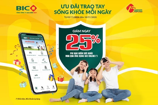 BIC ưu đãi khách hàng mua bảo hiểm qua app BIC Online