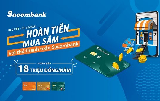 Hoàn tiền suốt năm 2021 với thẻ thanh toán Sacombank