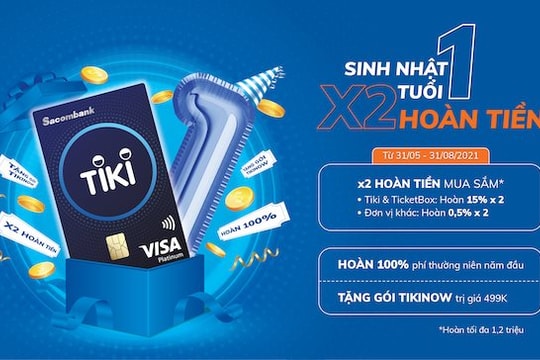 Hoàn phí thường niên và tặng tiền cho khách hàng mở thẻ Sacombank Tiki