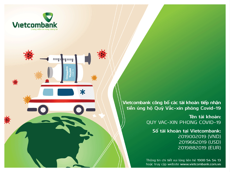 Công bố số tài khoản tiếp nhận ủng hộ Quỹ vắc-xin phòng COVID-19 tại Vietcombank
