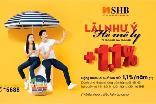 SHB tặng lãi suất lên đến 1,1%/năm cho khách hàng gửi tiết kiệm