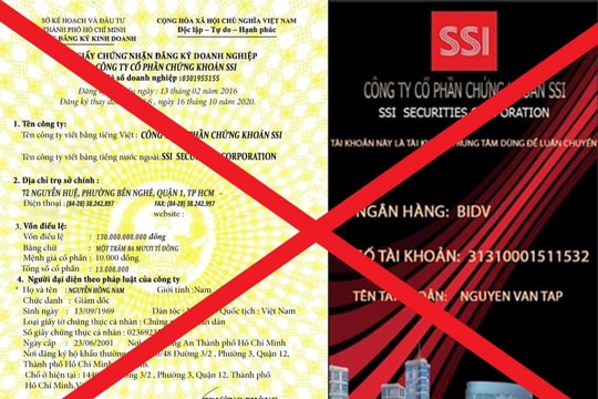 Cảnh báo giả mạo tài khoản Công ty Chứng khoán SSI