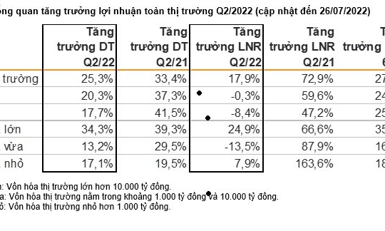Lợi nhuận quý II/2022, nhóm dịch vụ hỗ trợ tăng trưởng mạnh nhất thị trường