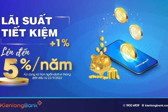 KienlongBank điều chỉnh tăng mạnh lãi suất từ 0,3-1%/năm và tung chương trình tiết kiệm dự thưởng hấp dẫn