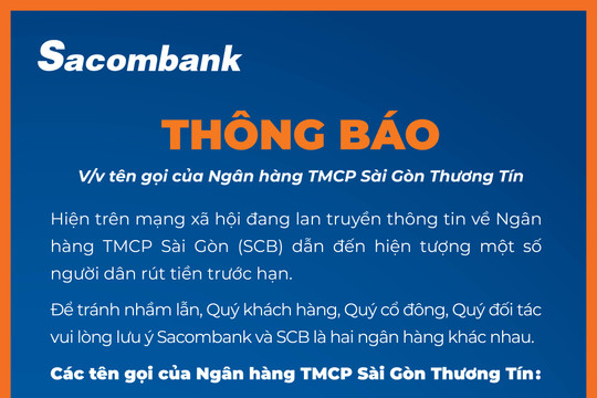 Sacombank và SCB là 2 ngân hàng khác nhau