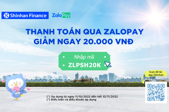 Thanh toán qua ZaloPay, giảm ngay 20.000 đồng