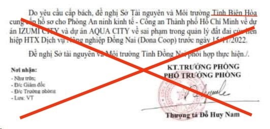 Công an TP. Hồ Chí Minh bác bỏ thông tin bịa đặt về dự án Aqua City và Izumi City