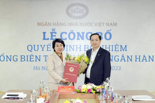 Bà Hoàng Thanh Nhàn được bổ nhiệm làm Tổng biên tập Thời báo Ngân hàng