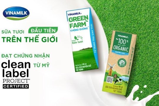 Vinamilk có sản phẩm sữa tươi đầu tiên trên thế giới được chứng nhận từ Tổ chức Clean Label Project của Mỹ