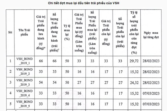 Thủy điện Vĩnh Sơn - Sông Hinh mua lại trái phiếu trước hạn