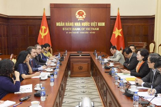 Thống đốc Nguyễn Thị Hồng tiếp xã giao Đoàn Điều IV IMF