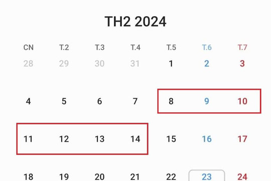Tết Âm lịch Giáp Thìn 2024 được nghỉ 7 ngày