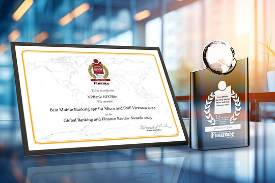VPBank NEOBiz được Global Banking Finance Review vinh danh là ứng dụng ngân hàng tốt nhất dành cho SME và Micro-SME