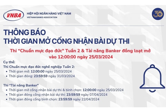 12h trưa nay mở cổng dự thi Chuẩn mực đạo đức nghề nghiệp tuần 2 và Tài năng Banker