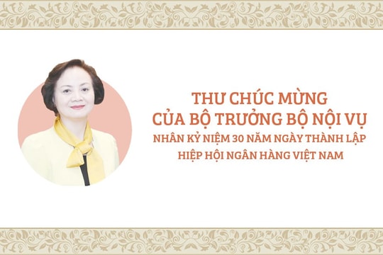 Thư chúc mừng của Bộ trưởng Bộ Nội vụ nhân dịp Kỷ niệm 30 năm thành lập Hiệp hội Ngân hàng Việt Nam