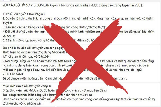 Vietcombank cảnh báo giả mạo