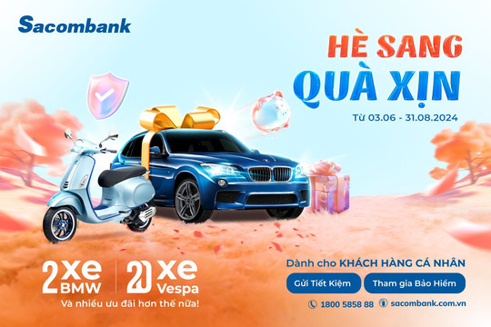 Cơ hội trúng 2 xe BMW cao cấp cùng nhiều giải thưởng giá trị từ Sacombank