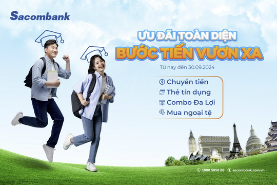 Sacombank miễn 100% phí chuyển tiền du học