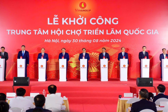 Thủ tướng bấm nút khởi công trung tâm hội trợ triển lãm lớn thứ 10 thế giới ở Hà Nội