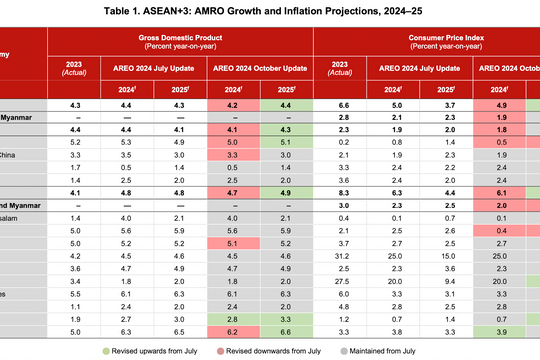 Trung Quốc, Việt Nam kéo dự báo tăng trưởng kinh tế ASEAN+3 giảm