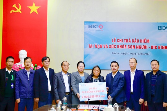 BIC chi trả hơn 2 tỷ đồng quyền lợi bảo hiểm BIC Bình An cho khách hàng tại Phú Thọ