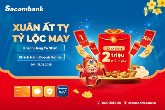 Khai xuân mới 2025, Sacombank trao "Tỷ lộc may" tri ân khách hàng