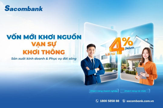 Sacombank tung gói vay 20.000 tỷ đồng với lãi suất ưu đãi chỉ từ 4%