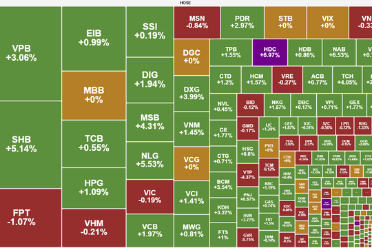 Cổ phiếu ngân hàng dẫn sóng, VN-Index hồi hơn 10 điểm