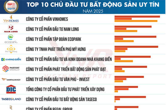 Công bố Top 10 Công ty bất động sản uy tín năm 2025