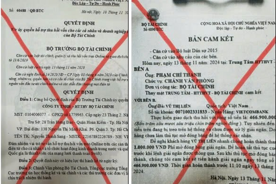 Bộ Tài chính tiếp tục cảnh báo tình trạng giải mạo, lợi dụng danh nghĩa của Bộ Tài chính để lừa đảo