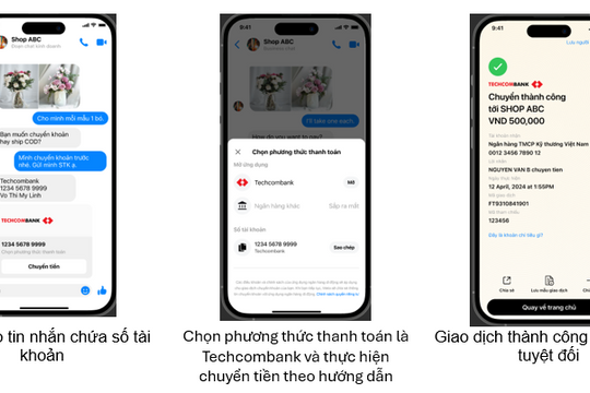 Techcombank tích hợp tính năng chuyển tiền qua Messenger, nâng cao trải nghiệm giao dịch liền mạch cho khách hàng