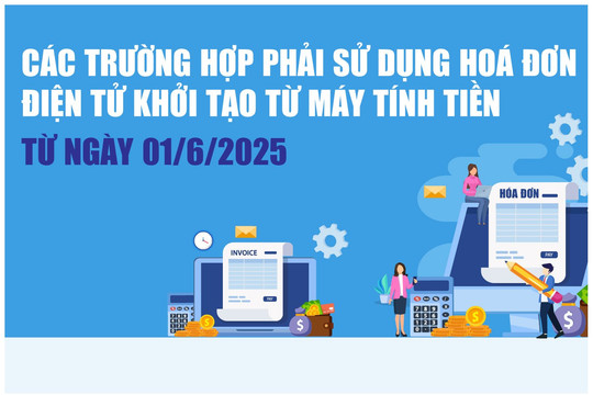 Infographics: Các trường hợp phải sử dụng hoá đơn điện tử khởi tạo từ máy tính tiền từ ngày 1/6/2025