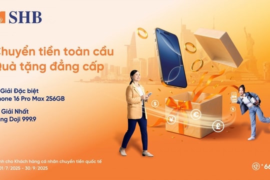 Cơ hội trúng iPhone 16 Pro max và vàng 999.9 khi chuyển tiền quốc tế tại SHB