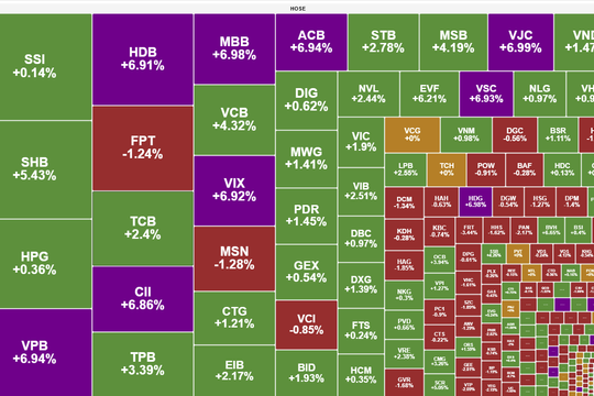 Cổ phiếu ngân hàng dẫn dắt, VN-Index tăng mạnh 30 điểm