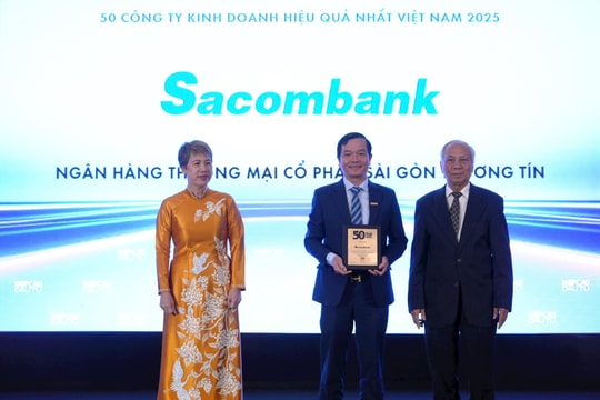Sacombank tiếp tục ghi danh trong top 50 công ty kinh doanh hiệu quả nhất Việt Nam năm 2025