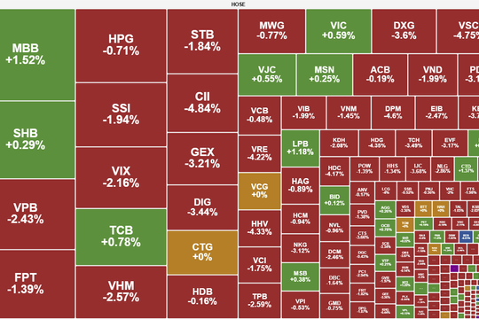 Lực bán áp đảo, VN-Index mất 12 điểm
