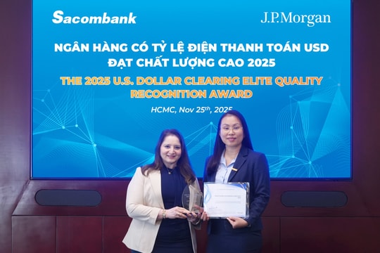 Sacombank nhận giải thưởng từ J.P.Morgan Chase về thanh toán quốc tế