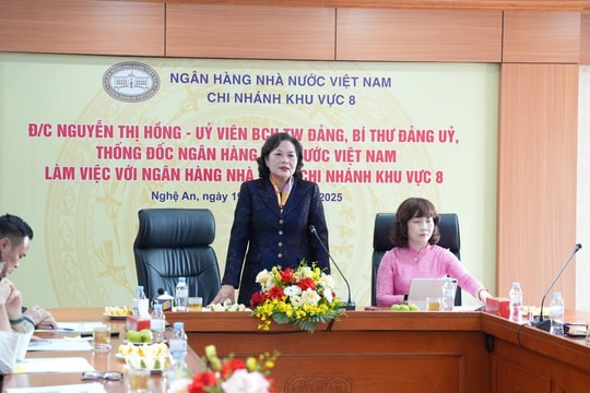 Thống đốc Nguyễn Thị Hồng làm việc với hệ thống ngân hàng Khu vực 8