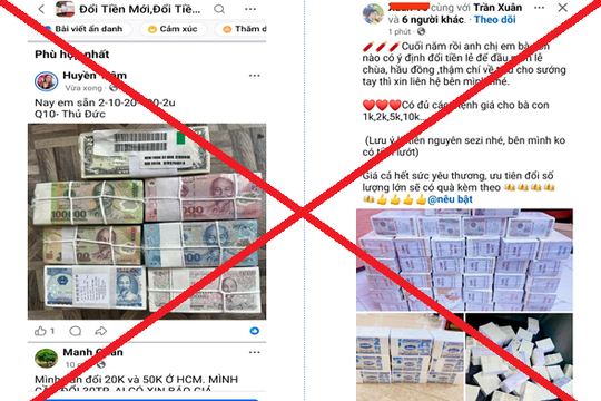 Cảnh giác với thủ đoạn lừa đảo “đổi tiền mới, tiền lẻ” trên không gian mạng
