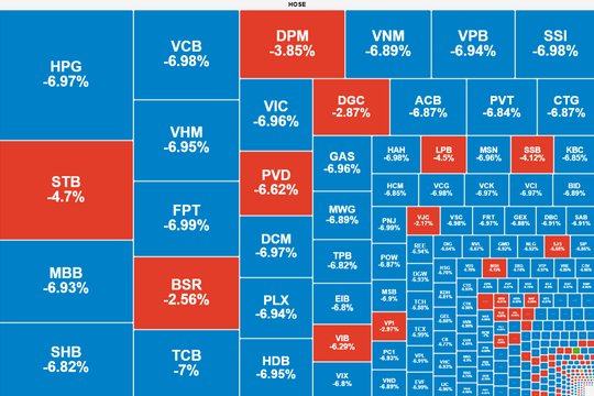Hơn 300 mã nằm sàn, VN-Index giảm kỷ lục 115 điểm